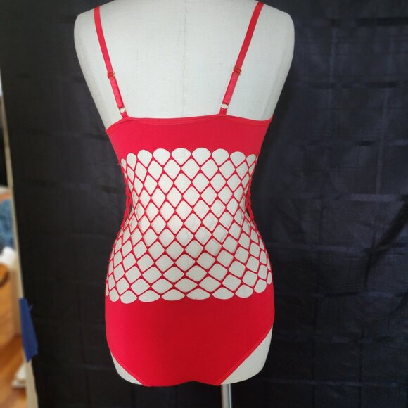 🔥 Fiery Red Net-Filled Bodysuit: Unleash Your Inner Siren 🔥 - Picture 2 of 2